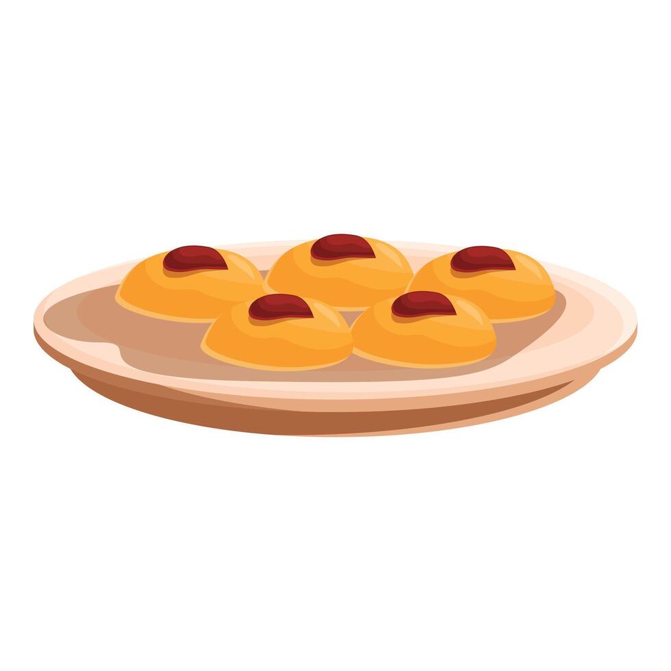 Plate of cookies with jam being served for dessert vector