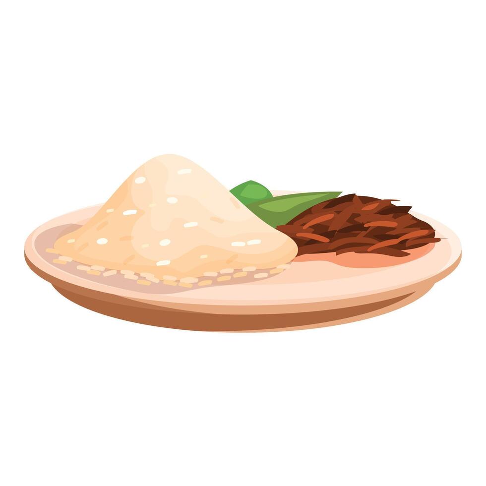 Delicious plate of rice, meat, and vegetables being served for dinner vector