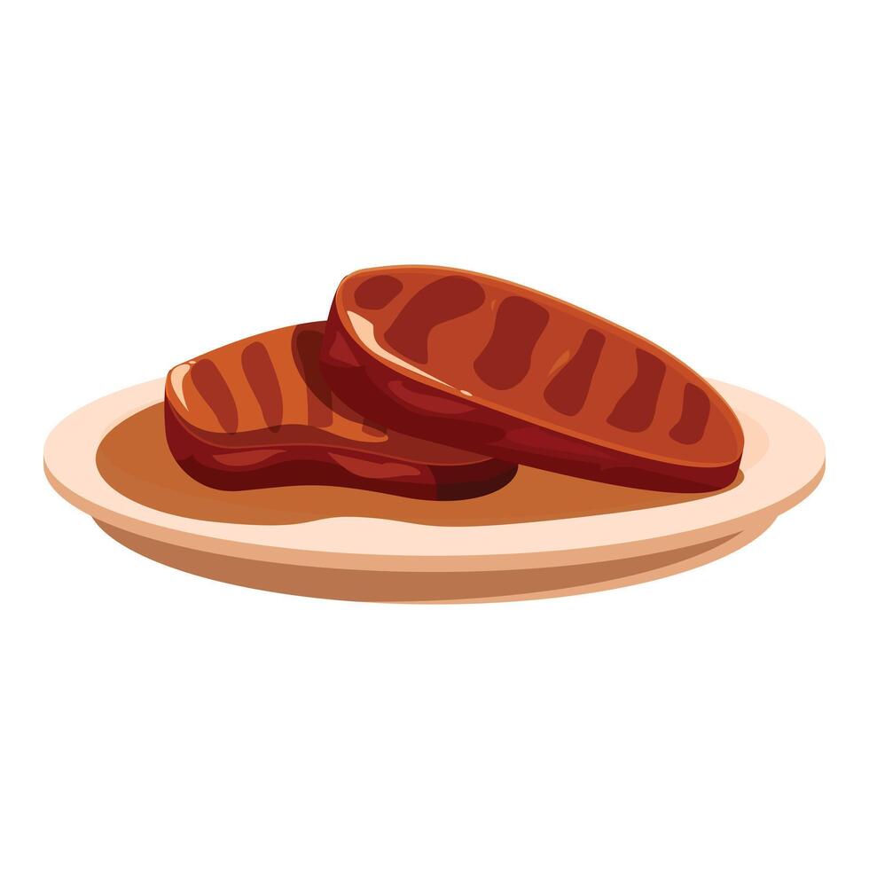 Grilled steak on a plate being served for dinner vector