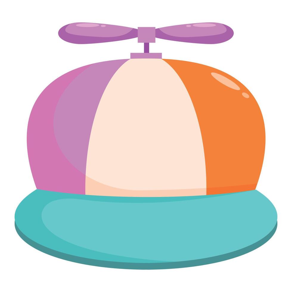 Funny multicolored propeller cap with purple orange and teal colors is spinning vector
