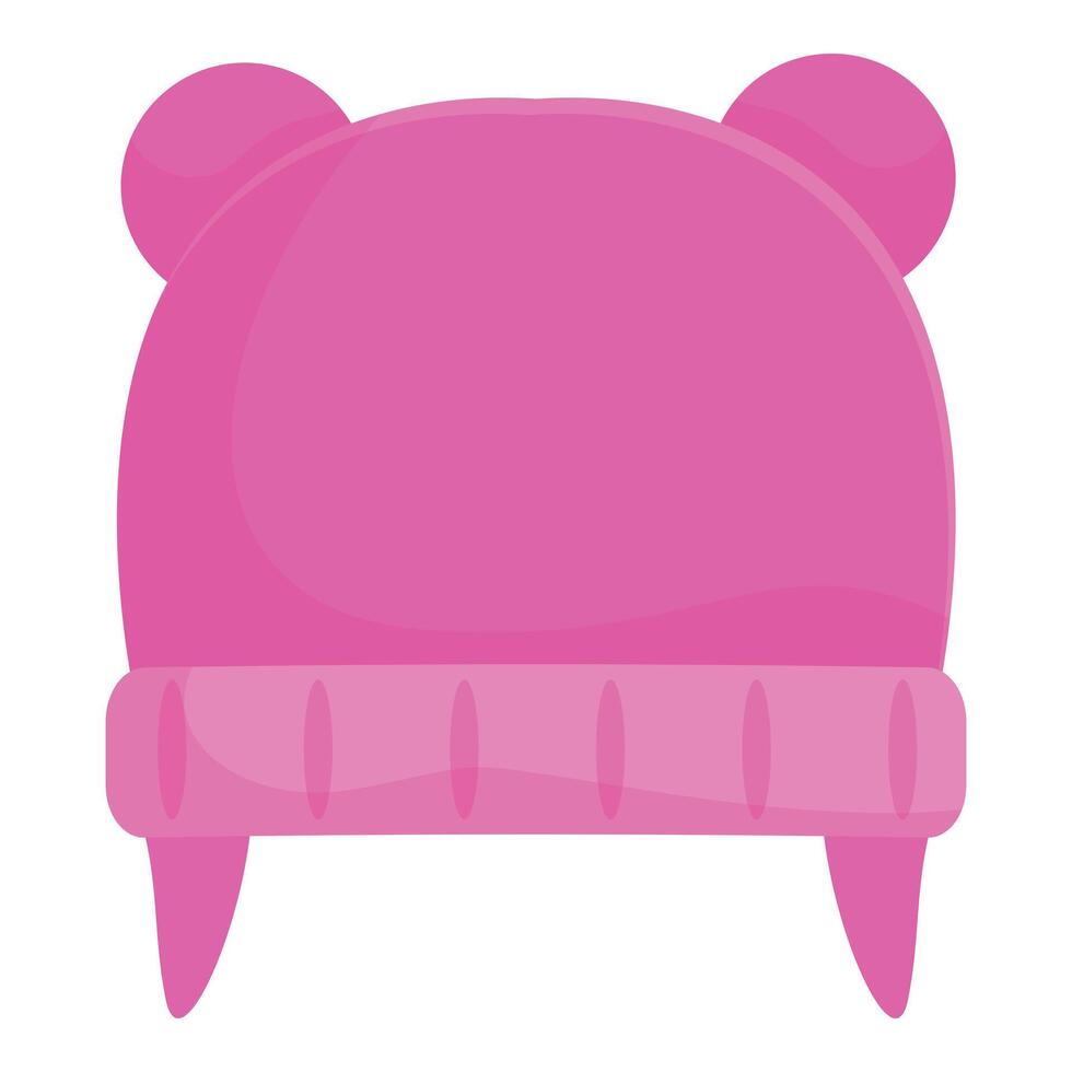 Pink baby girl winter hat with pompoms for cold weather vector