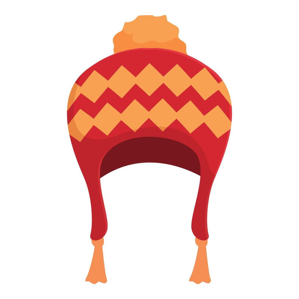 Warm winter hat with pompom featuring chevron pattern vector