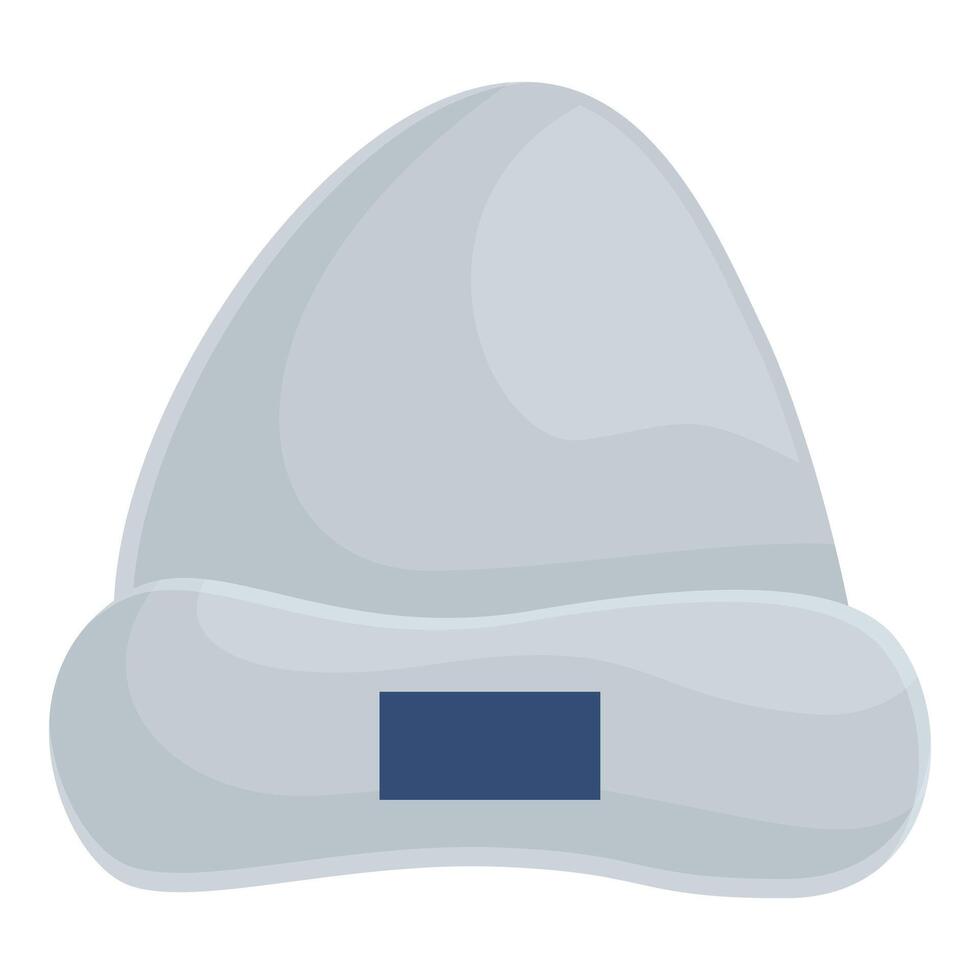 Gray winter hat with label for your design vector