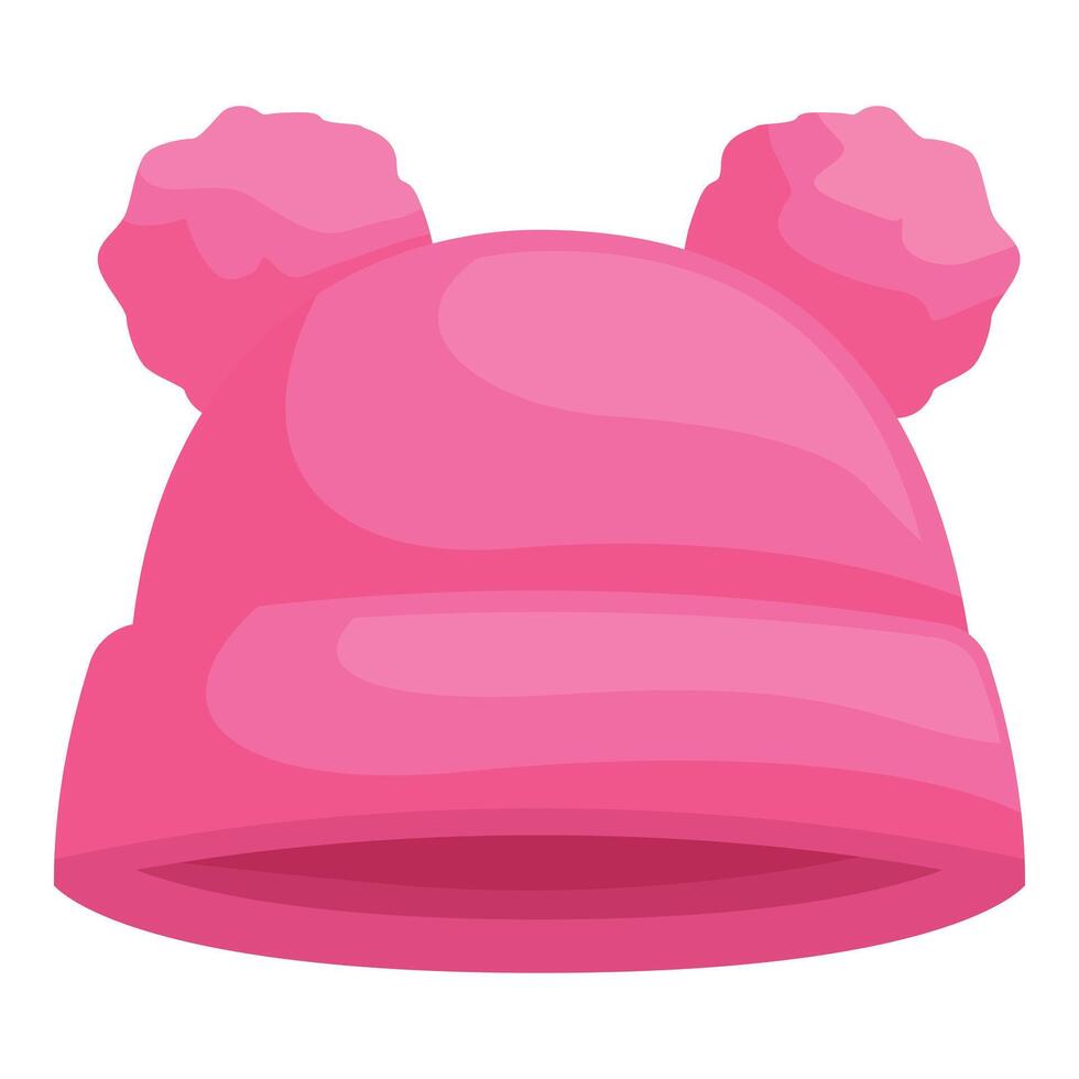 Pink winter hat with two pompoms keeping your head warm vector