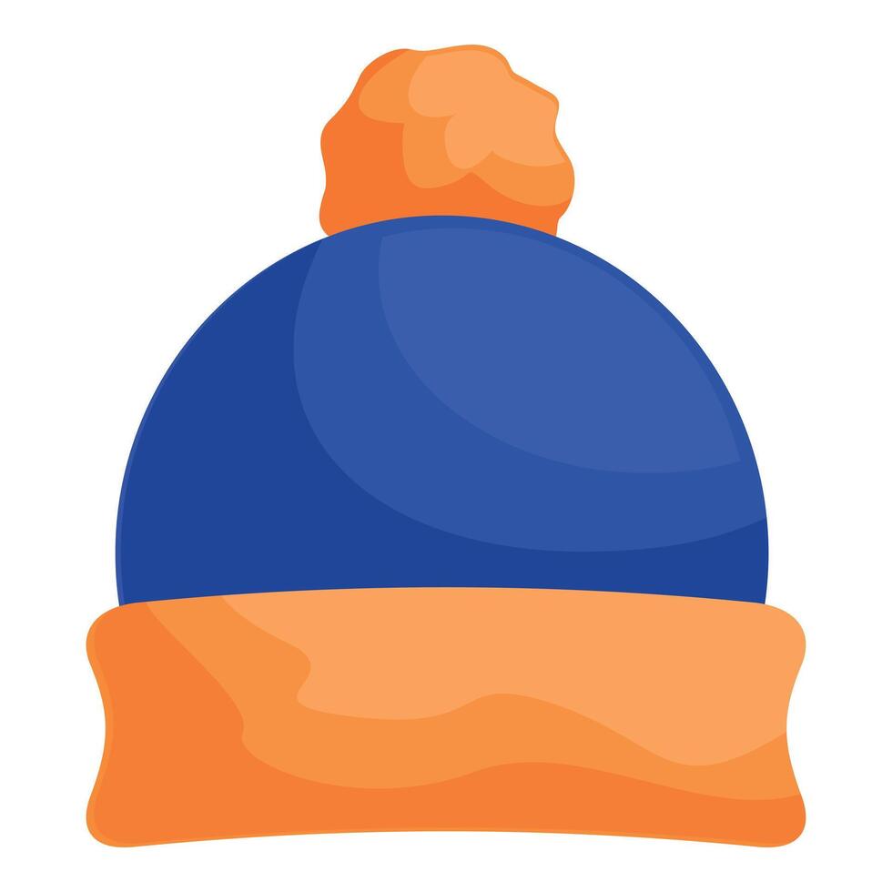 Blue winter hat with pompom keeping you warm during winter vector