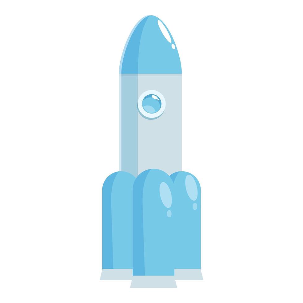 Blue rocket ship standing on launch pad ready for take off vector
