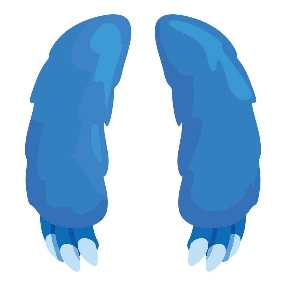 Blue monster legs with claws are standing on white background vector