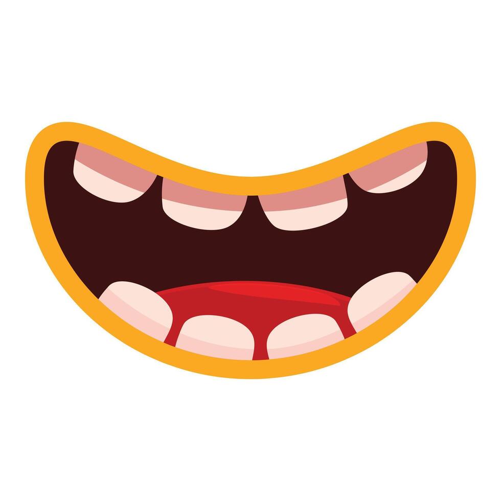 Cartoon mouth showing teeth smiling and laughing vector