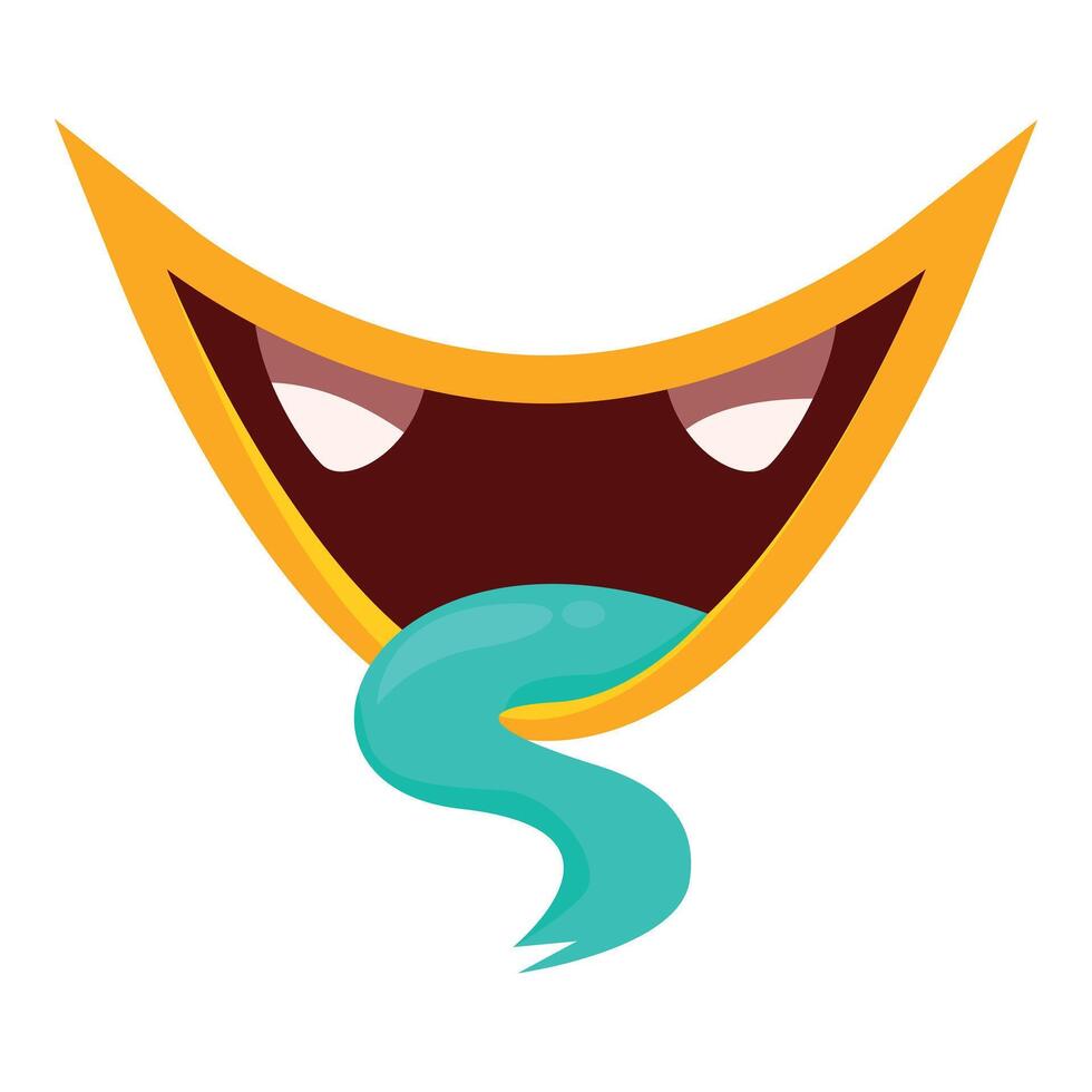 Cartoon monster mouth sticking out tongue making funny face vector