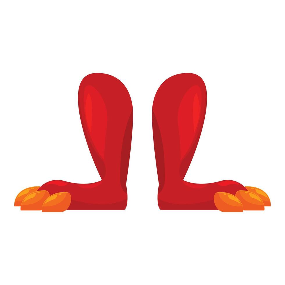 Red monster legs standing with yellow claws vector