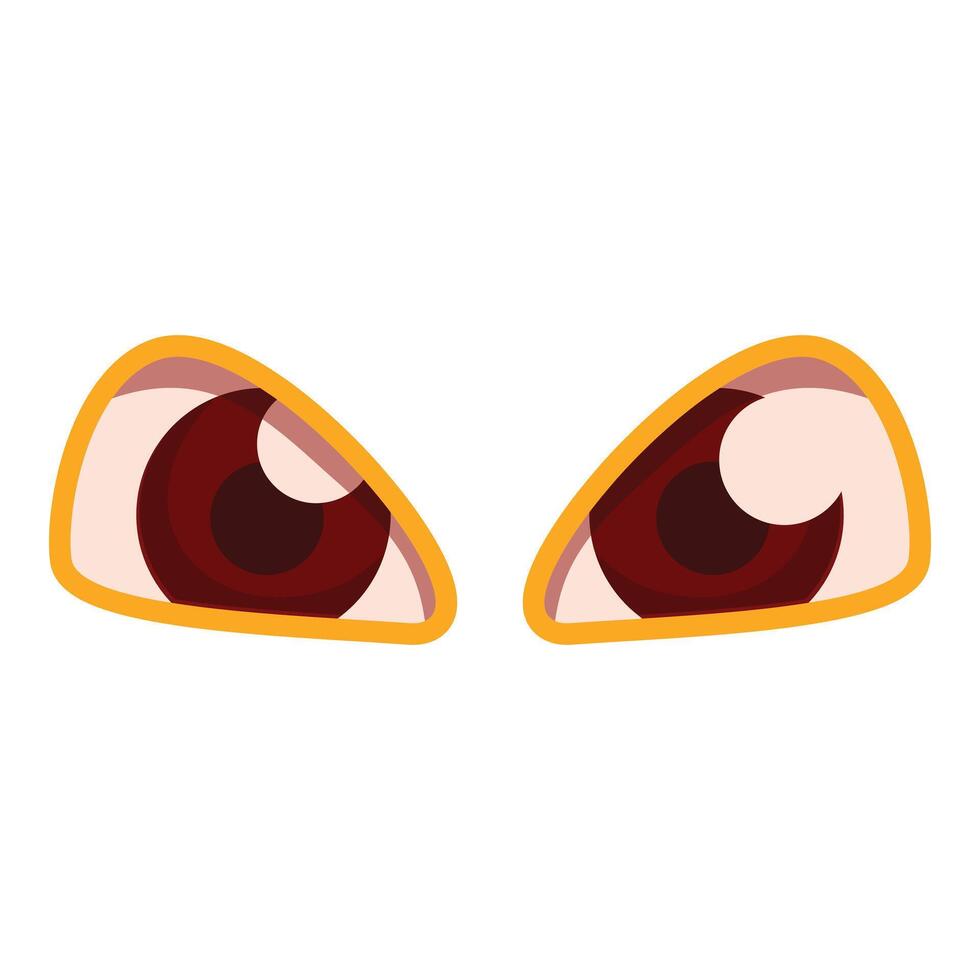 Cartoon angry red eyes staring with yellow eyebrows vector