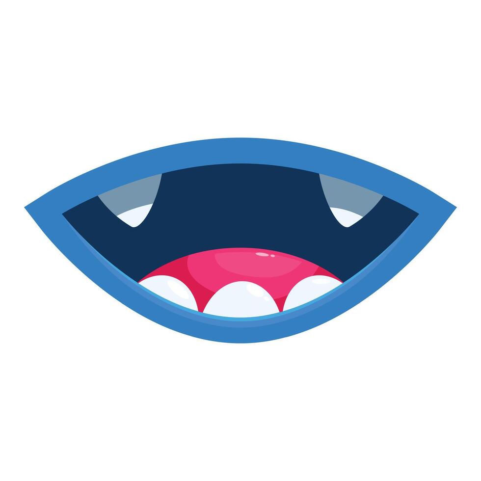 Blue cartoon mouth showing teeth and tongue vector