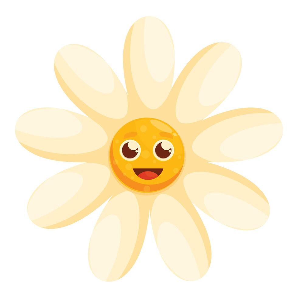 Happy smiling daisy flower cartoon character expressing joy vector