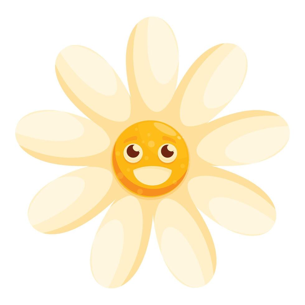 Smiling cartoon daisy flower character with big eyes vector