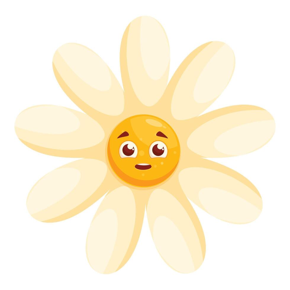 White daisy flower having fun with a cute expression vector