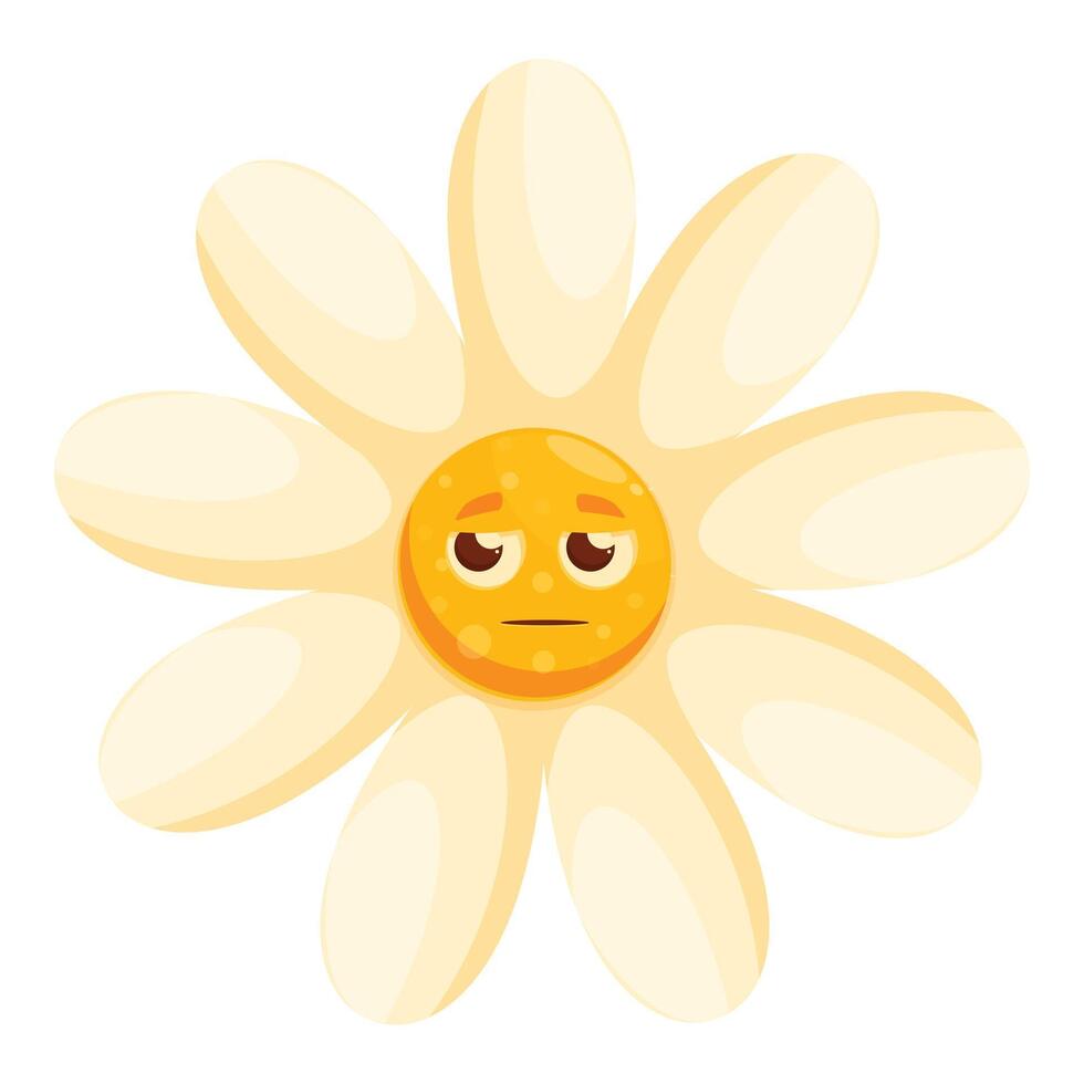 Cartoon daisy with sad face expression vector