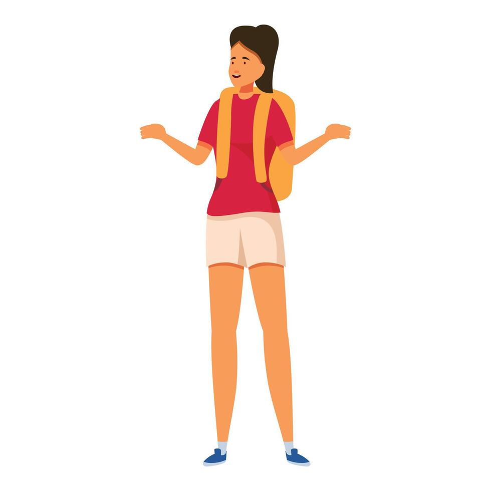 Female character is explaining something with a happy facial expression vector