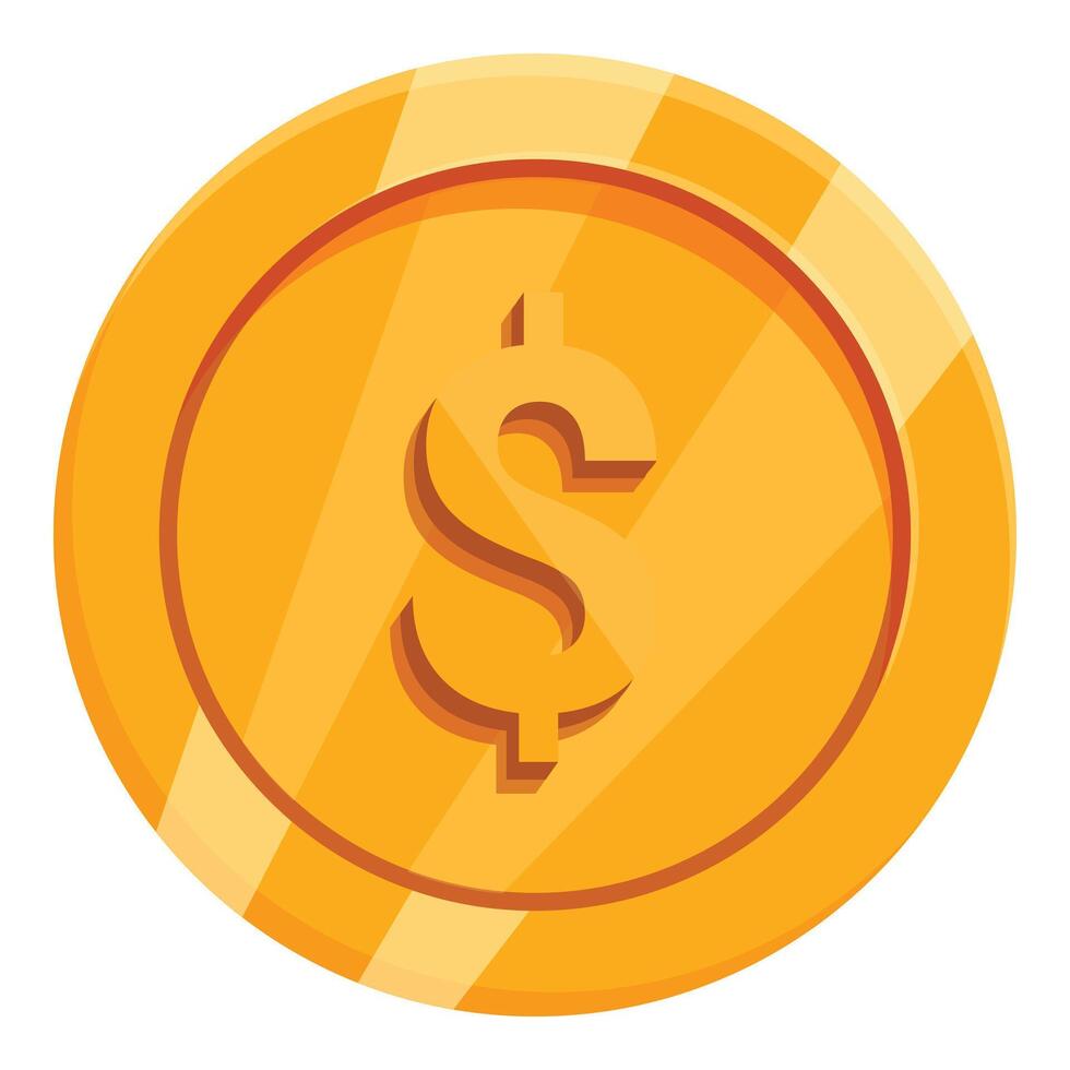 Shiny gold coin showing dollar symbol for wealth and riches vector
