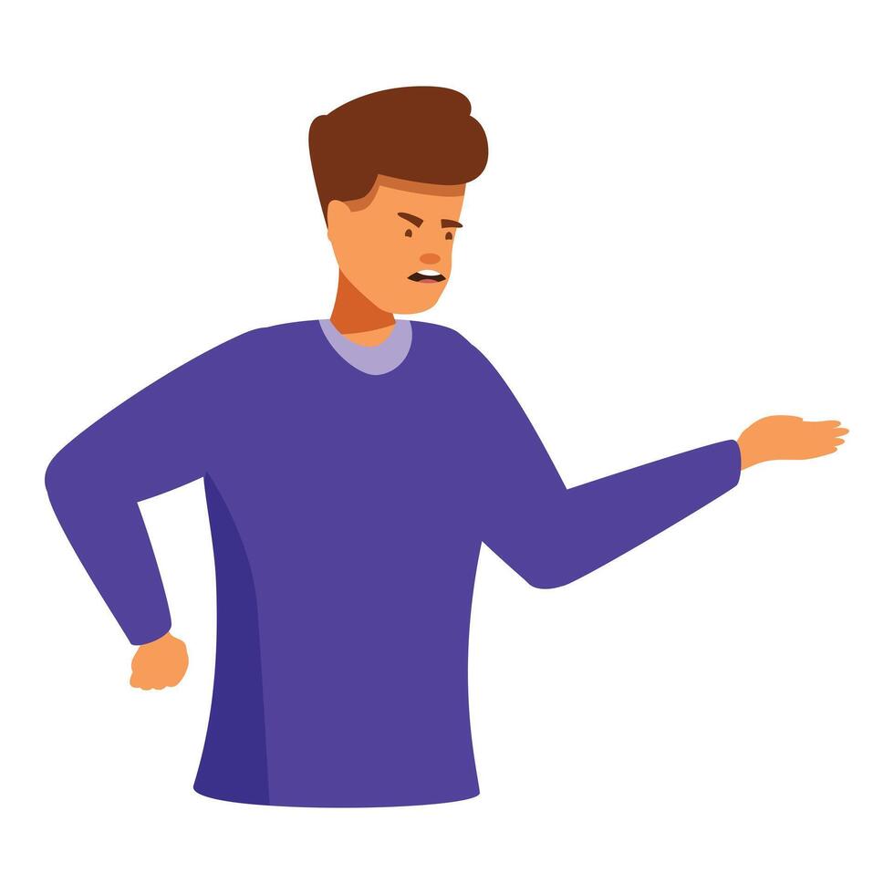 Angry man is arguing with someone, quarreling and conflict concept vector