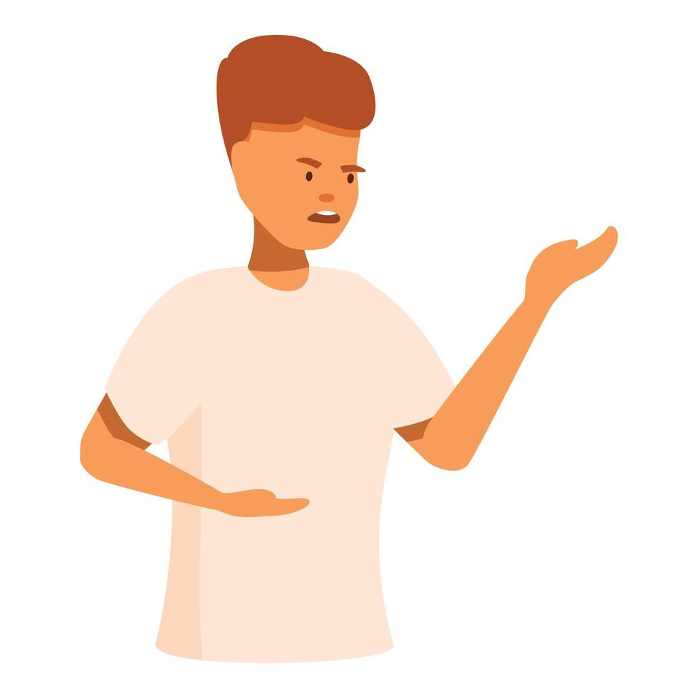 Angry teenager boy shouting and gesturing with hands vector
