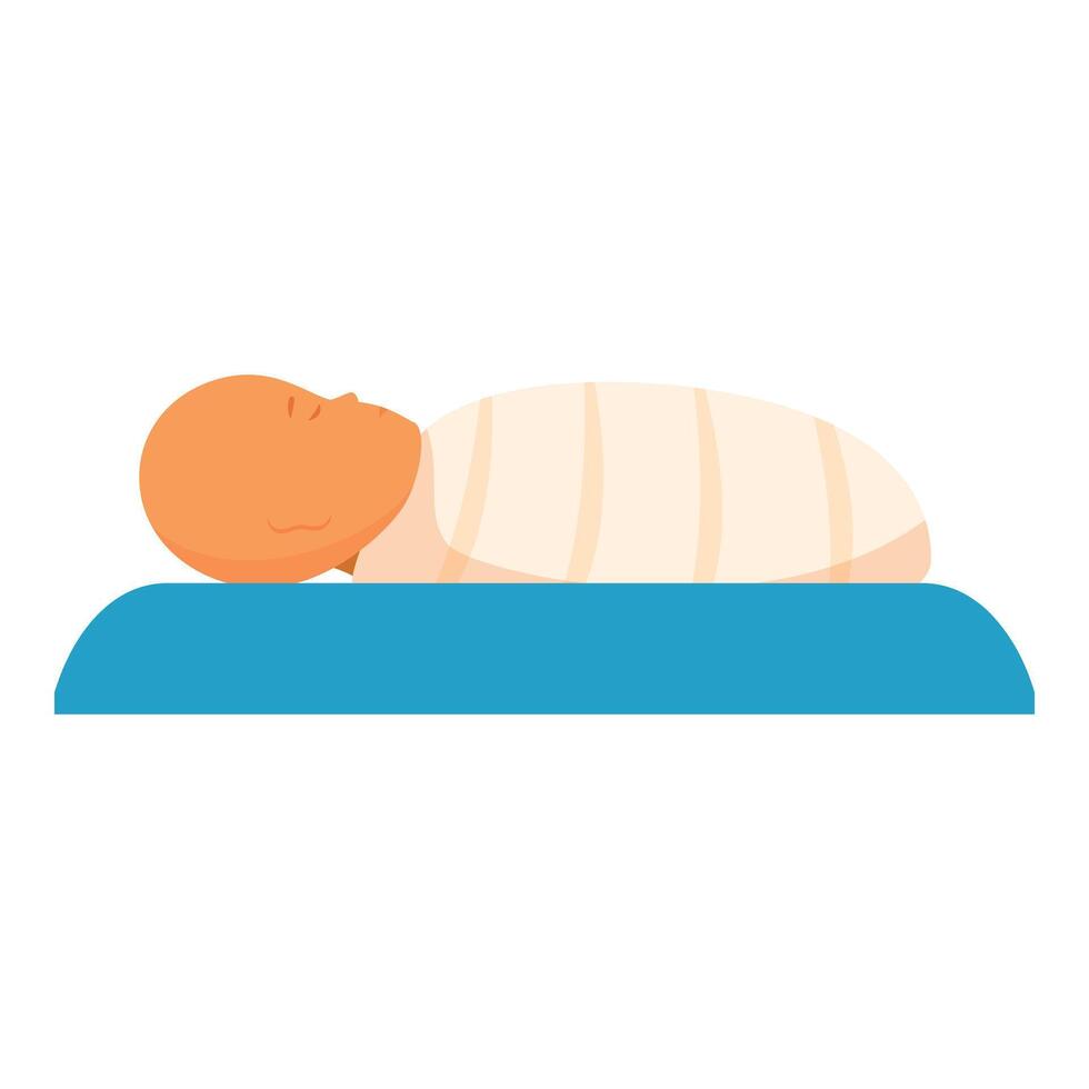 Newborn baby sleeping peacefully in swaddled blanket on blue surface vector