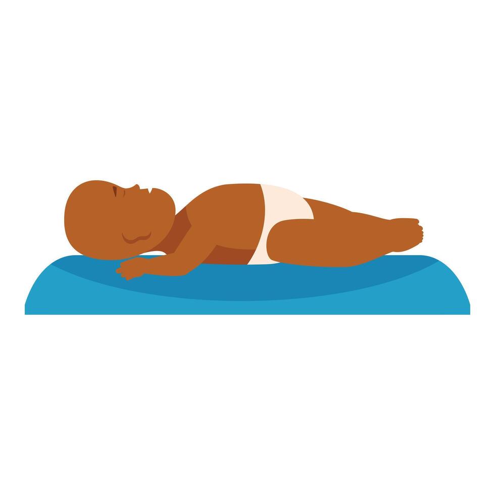 African american baby boy sleeping peacefully on a blue blanket vector