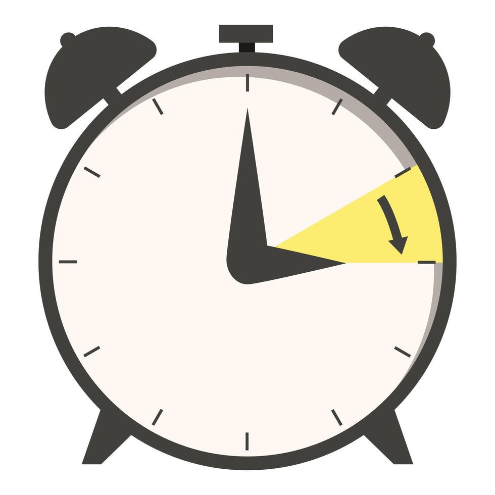 Classic alarm clock displaying time passing concept vector