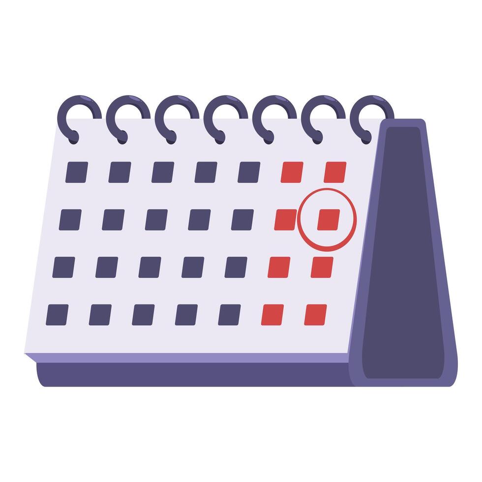 Calendar showing important day with circled date for reminding vector
