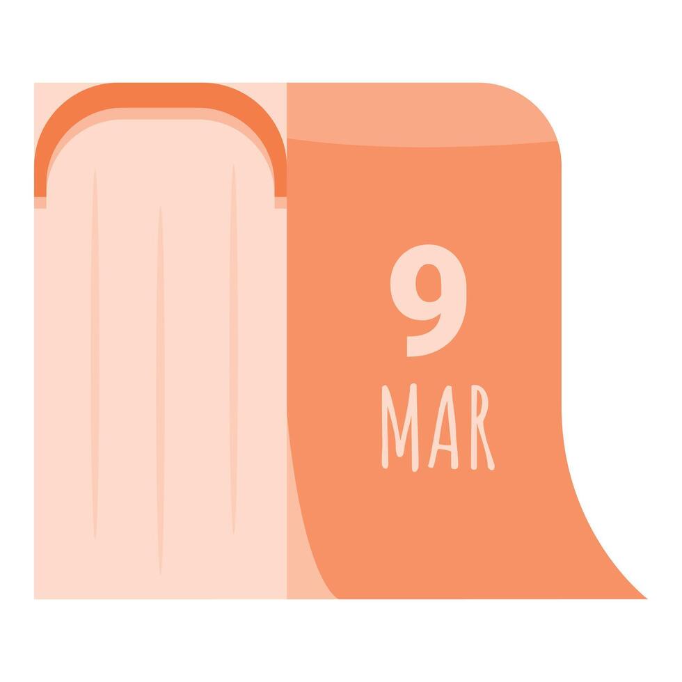 Tear off calendar page showing the date march 9th vector