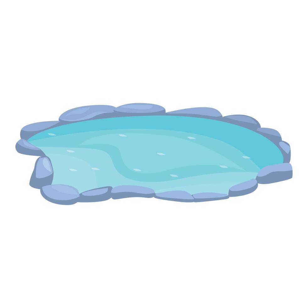 Small decorative pond with crystal clear water surrounded by rocks vector