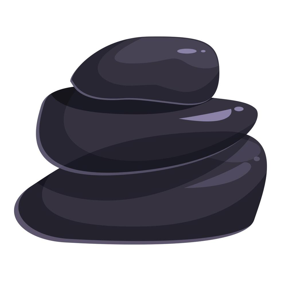 Stack of smooth black stones balancing for zen concept vector