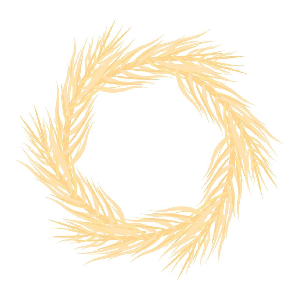 Wreath of wheat spikes creating round frame for thanksgiving design vector