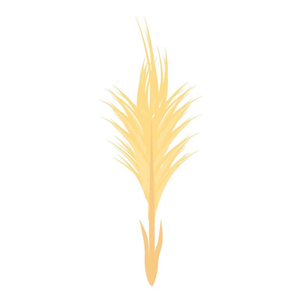 Single yellow feather standing up on white background vector