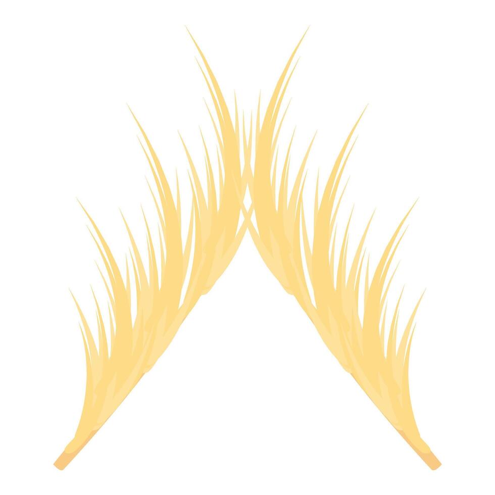 Two bunches of dry golden wheat forming a triangle shape vector