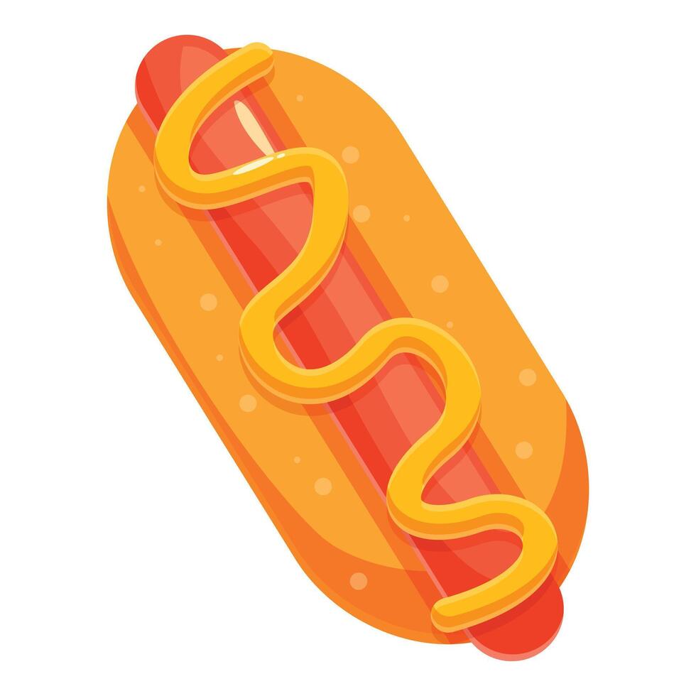 Delicious hot dog lying with mustard on top isolated on white background vector