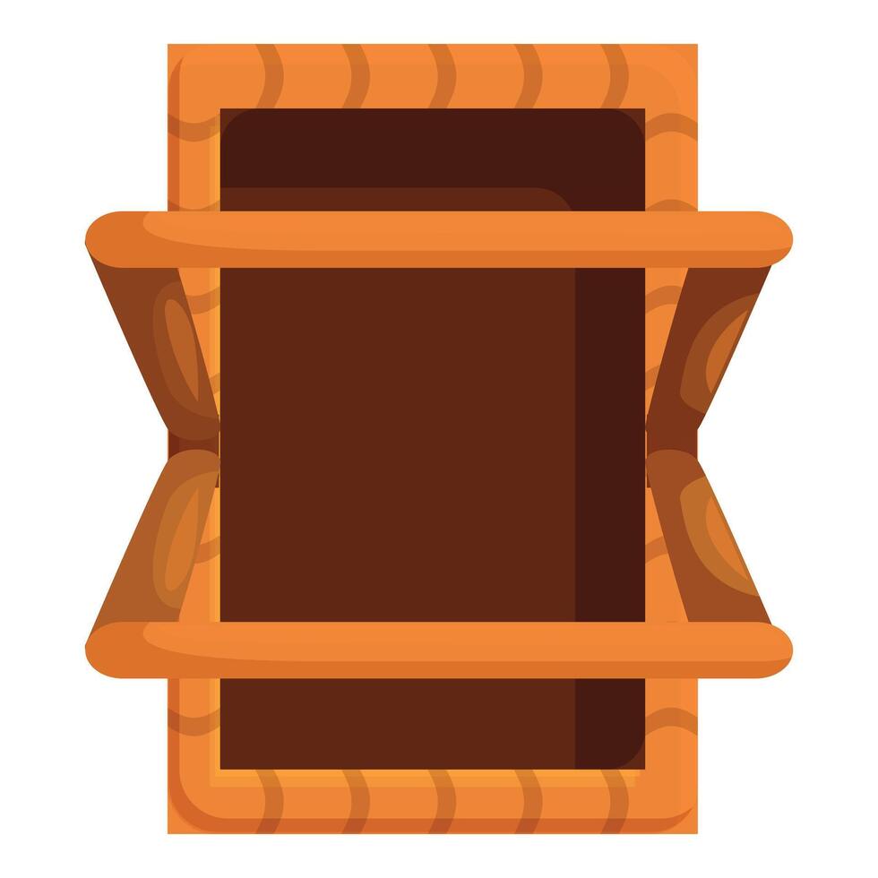 Empty wooden crate with open lid standing upright vector