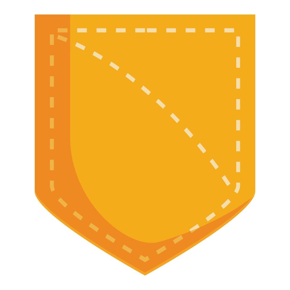 Yellow pocket with stitches showing on white background vector
