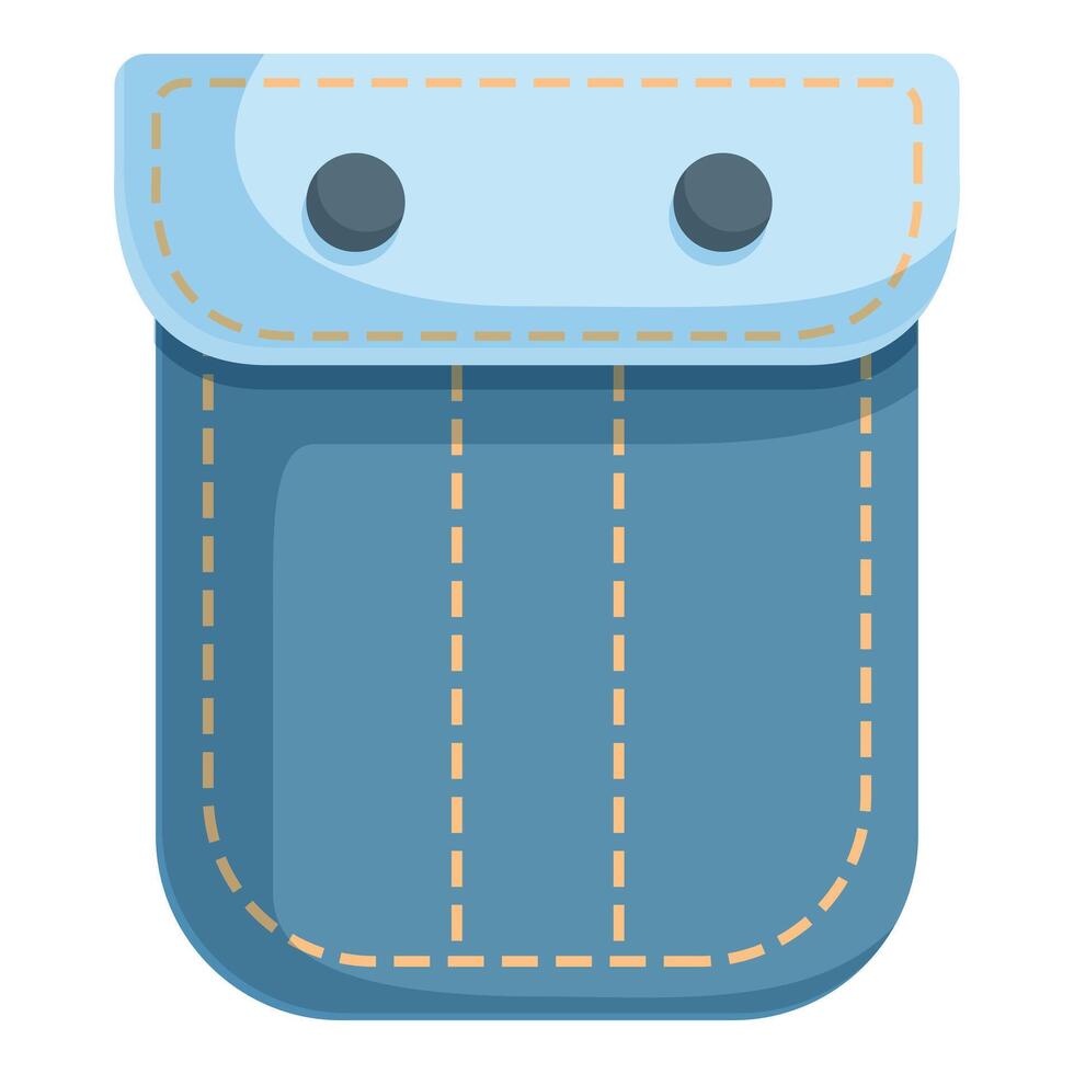 Blue denim pocket with buttons showing sewing technique vector