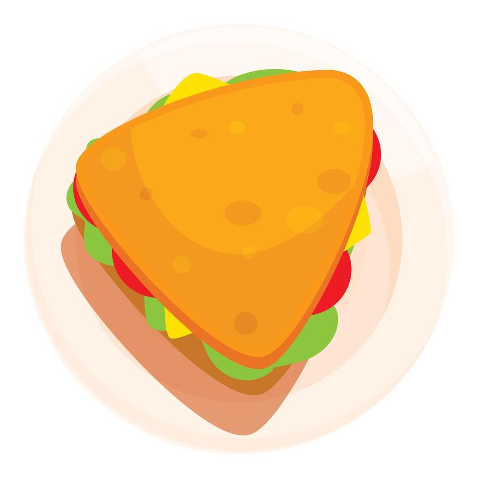 Delicious toasted triangular sandwich served on a plate vector