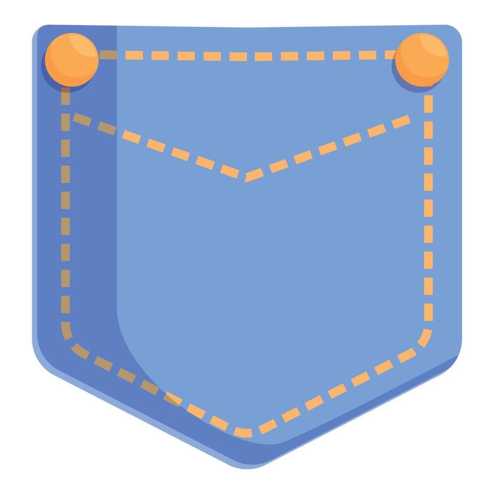 Blue denim pocket with orange stitching and buttons vector