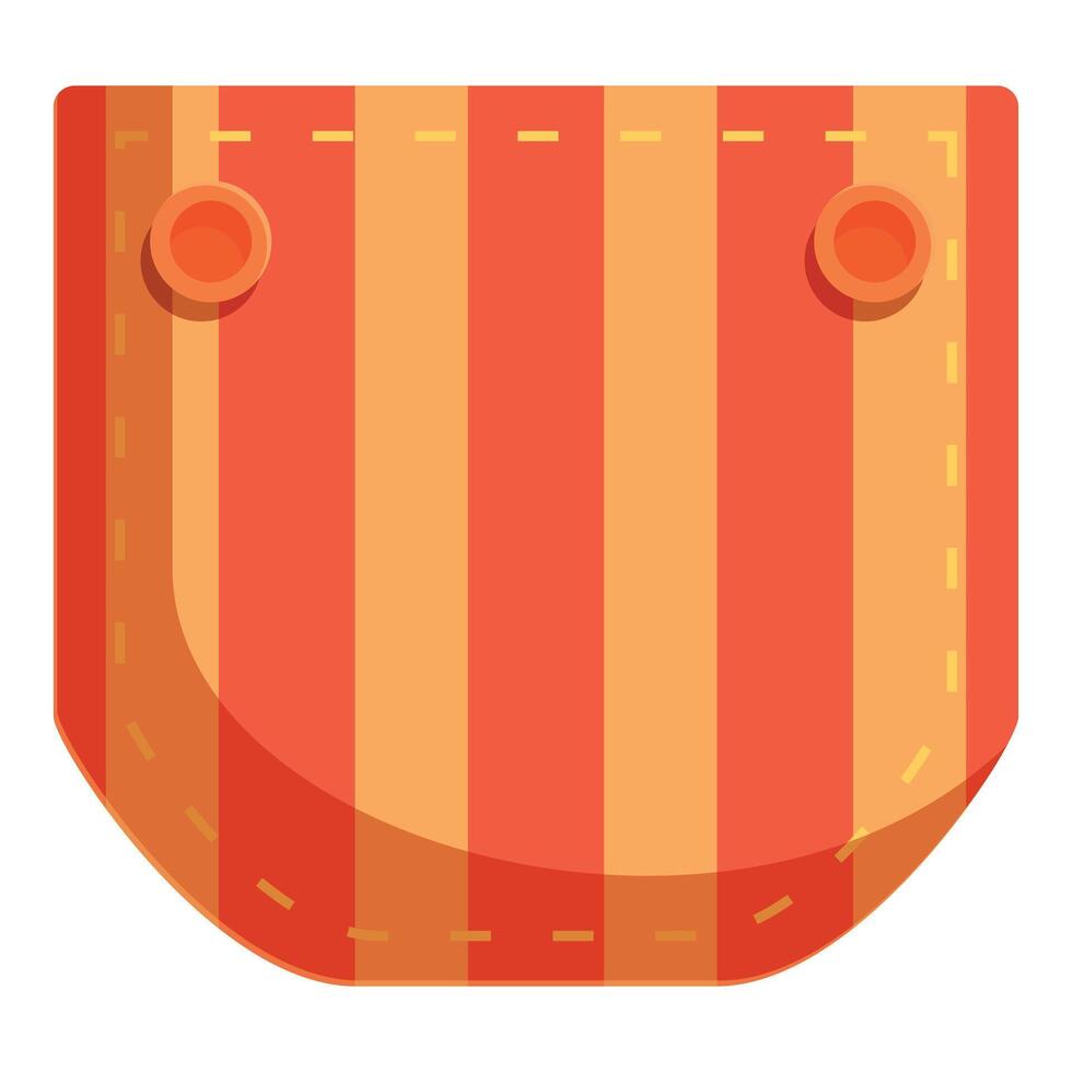 Striped fabric pocket with buttons is sewn with visible stitches vector