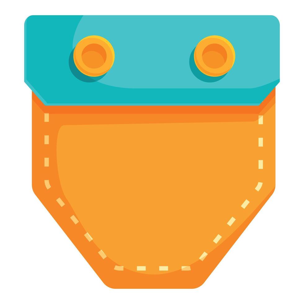 Orange pocket with buttons and stitches icon cartoon style vector