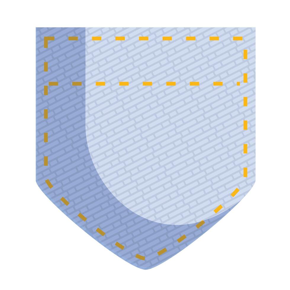 Blue jeans pocket with yellow stitching showing on white background vector