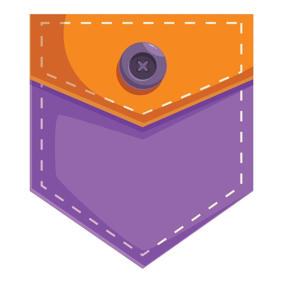 Purple and orange pocket with button is folded down vector