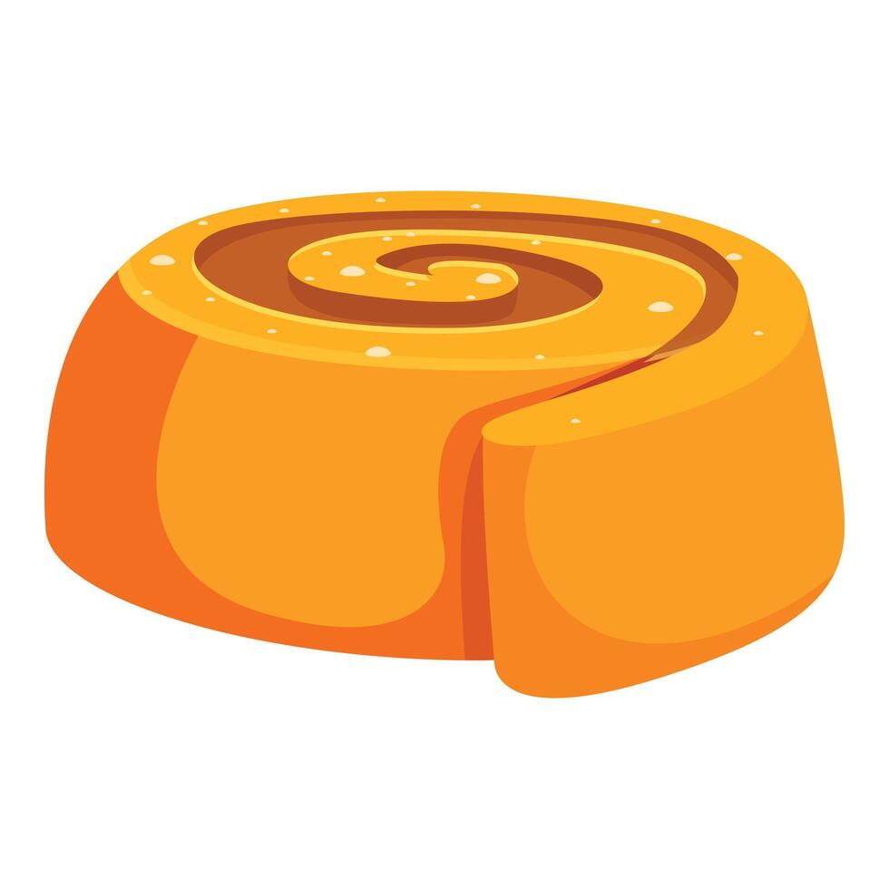 Delicious cinnamon roll being sliced open on white background vector