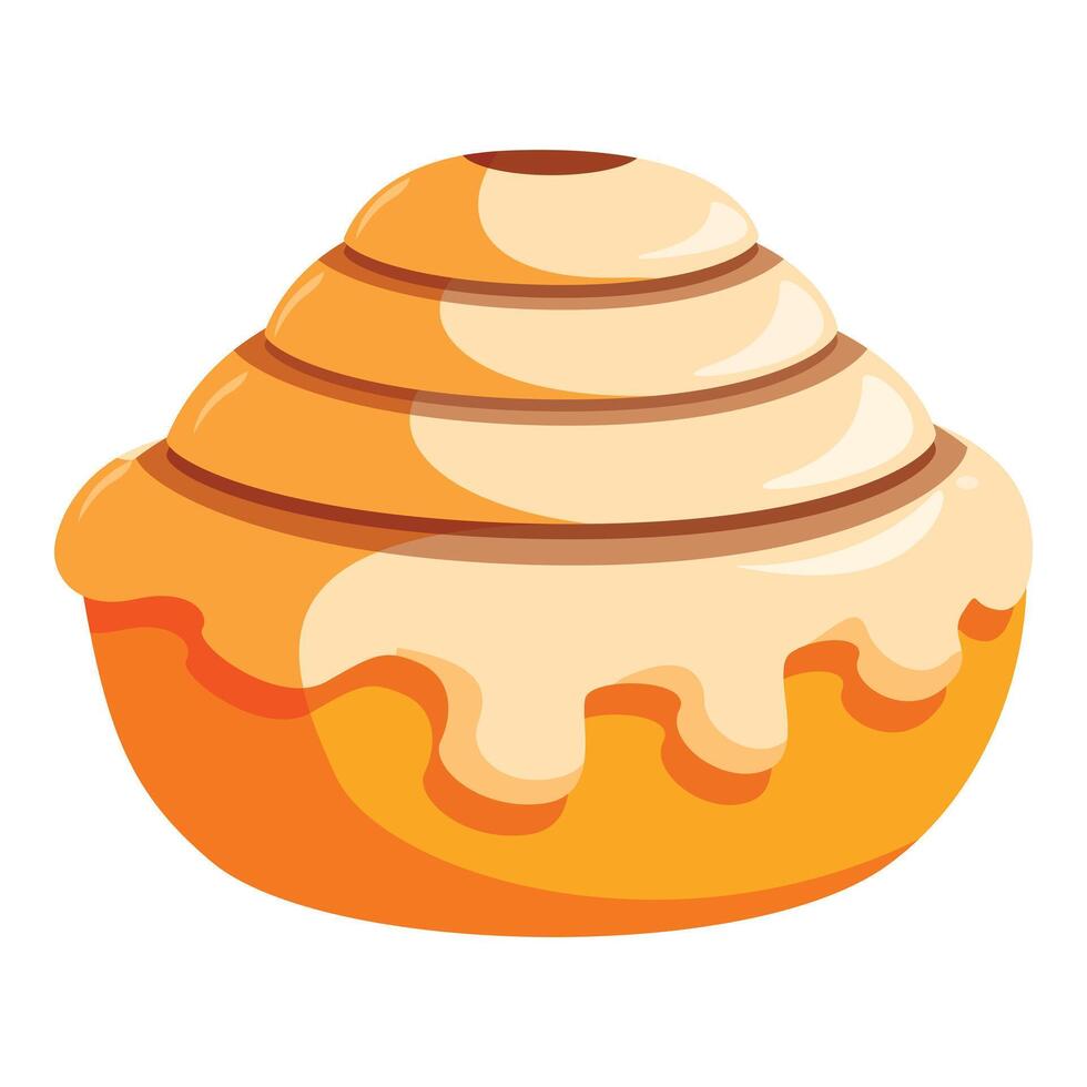 Delicious cinnamon roll dripping with icing for breakfast vector