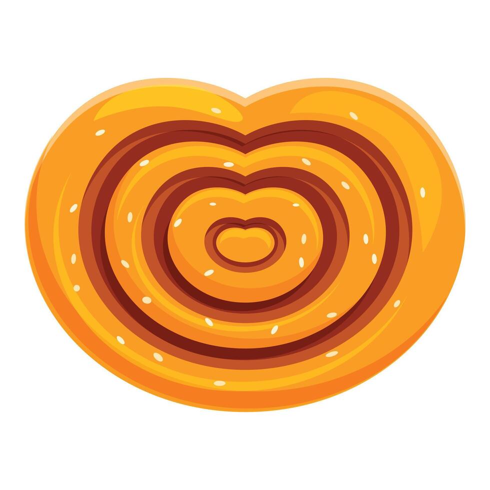 Heart shaped pastry showing concentric circles of dough and filling vector