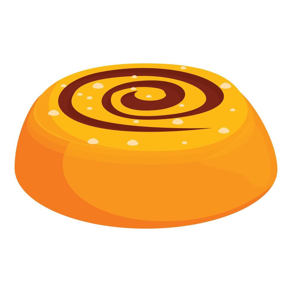 Sweet round bun covered with chocolate syrup having appetising look vector