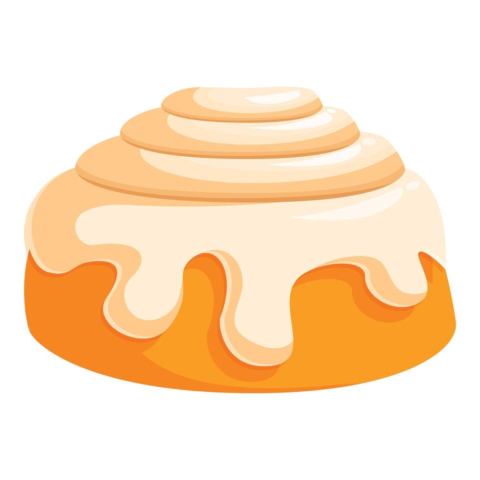 Delicious cinnamon roll dripping with icing on white background vector