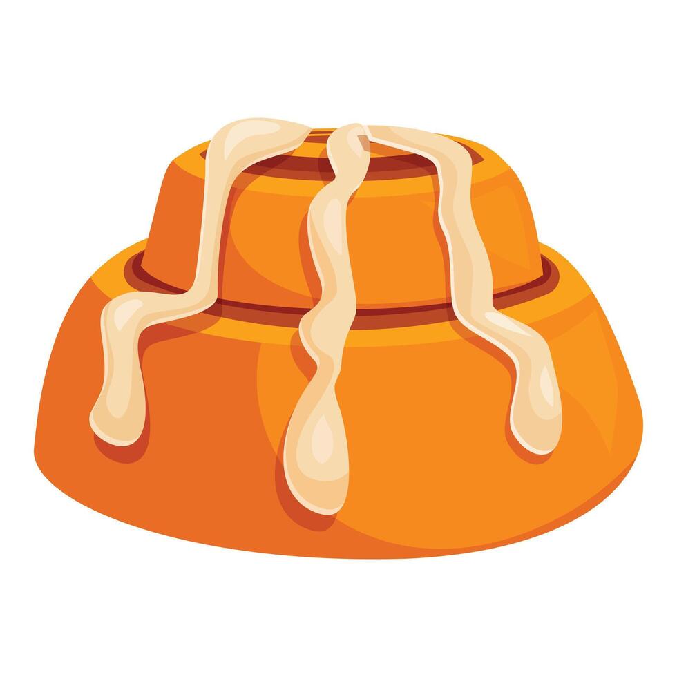 Delicious cinnamon roll dripping with icing on white background vector